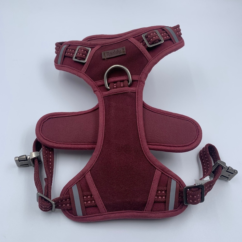 Reddy Burgundy Canvas Dog Harness Medium Traffic Handle Padded Reflective Petco